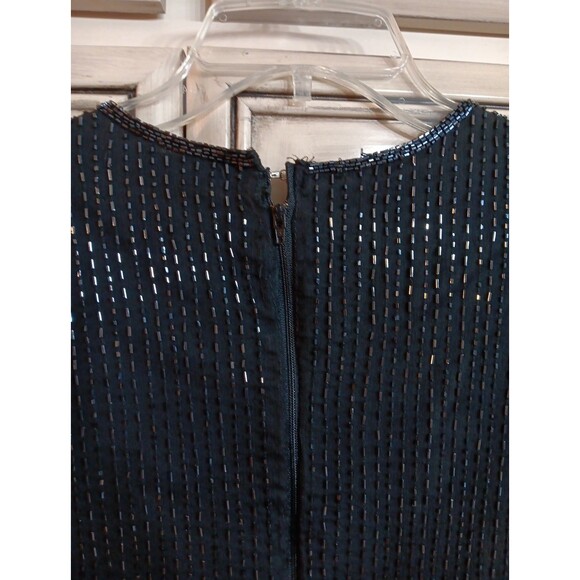 Vintage Camille Marie Black Beaded Short Sleeve Top - Size Small - 100% Silk - Picture 4 of 6